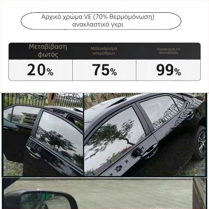 Νανοκεραμικό φιλμ αυτοκινήτου με πλήρη κάλυψη, διαπερατότητα φωτός 70–80%, UV προστασία άνω του 90%