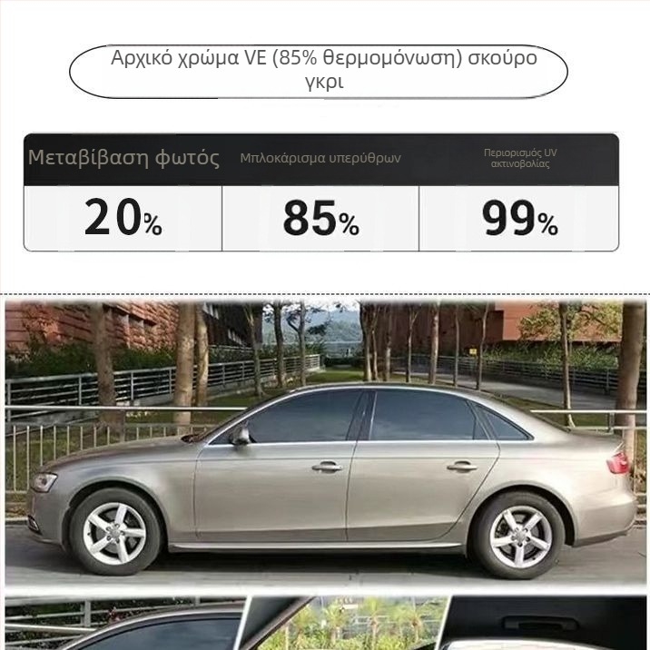 Νανοκεραμικό φιλμ αυτοκινήτου με πλήρη κάλυψη, διαπερατότητα φωτός 70–80%, UV προστασία άνω του 90%