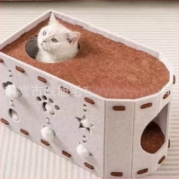 Καταφύγιο γάτας με ενσωματωμένο πίνακα γρατσουνίσματος – Υλικό: Φελτ; Κατηγορία: Κρεβάτι κατοικίδιων, Κλουβί; Για γάτες; Εσωτερική χρήση; Όλες οι εποχές