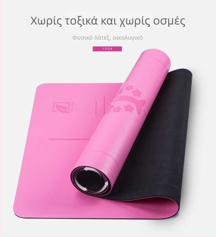 Προσαρμόσιμη καουτσούκ γιόγκα στρώμα – οικολογικό, παχύτερο στρώμα γυμναστικής με λογότυπο και γραμμή ευθυγράμμισης σώματος