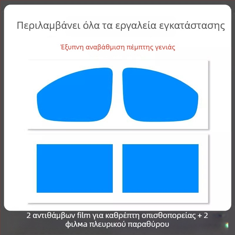 Φιλμ αδιάβροχο για καθρέφτη αυτοκινήτου - υλικό PET, ισχυρή κόλλα, ανθεκτικό στο νερό, μοντέλο 7