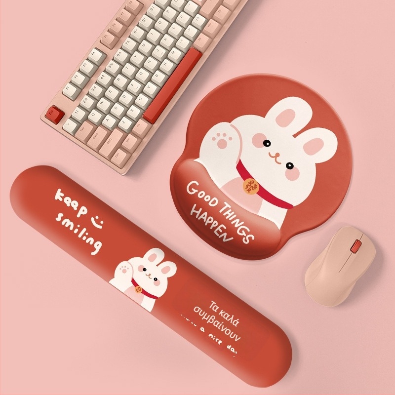 Pad καρπού για ποντίκι με καρό μοτίβο γάτας, φυσικός καουτσούκ, μονόπλευρη, εκτύπωση με μεταφορά θερμότητας, προσαρμόσιμο