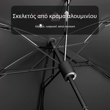 Ελαφριά διπλωτή ομπρέλα με ραβδιά από υαλοβάμβακα, λαβή ABS, ύφασμα βινυλίου, χειροκίνητο άνοιγμα/κλείσιμο, UV προστασία UPF 50+