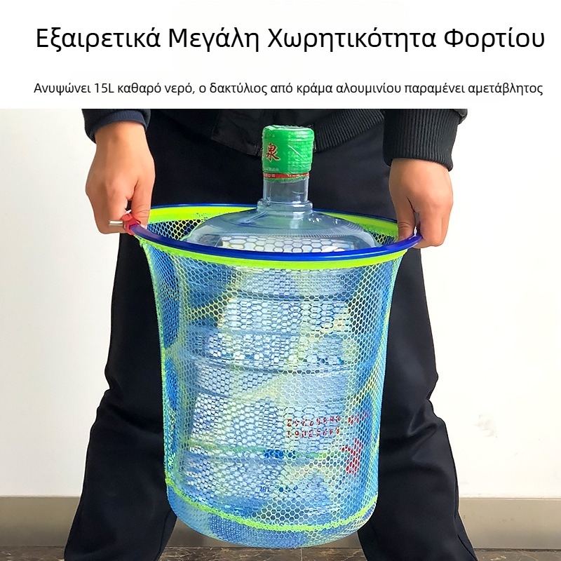 Κεφαλή δικτύου από κράμα αλουμινίου με επικάλυψη καουτσούκ για ψάρεμα μεγάλων ψαριών· φορητή και στιβαρή, με μεγάλο μάτι διχτυού και αντι μπλέξιμο