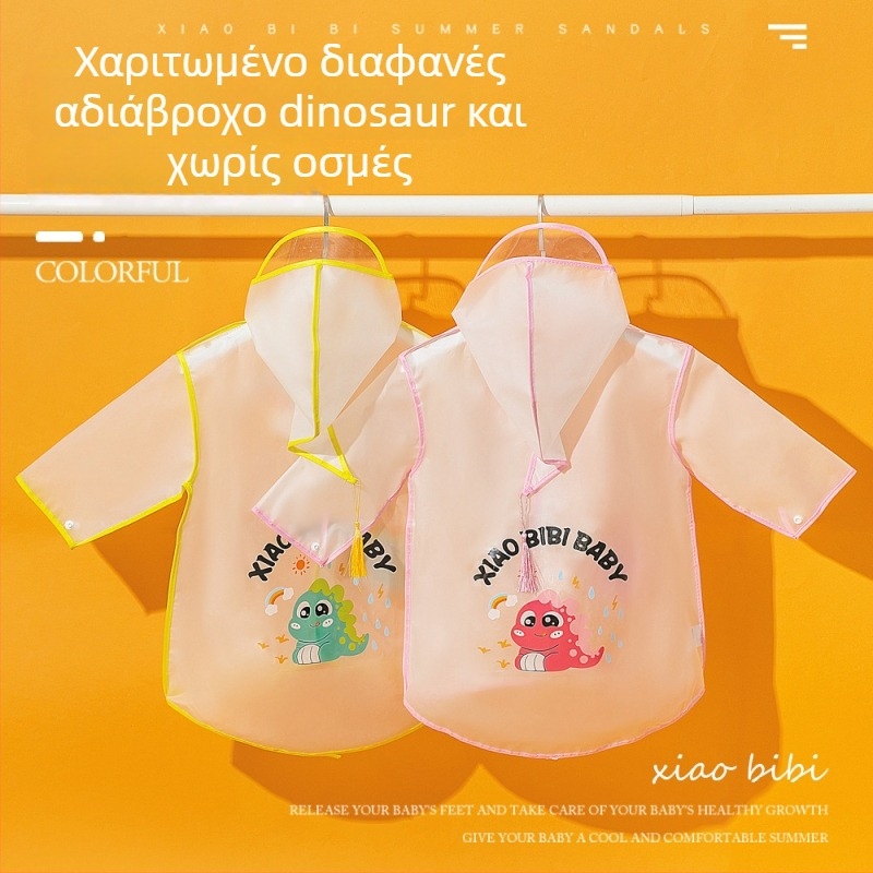 Παιδικό αδιάβροχο με σχέδιο δεινοσαύρου, διαφανές πόντσο, σετ για παιδιά 2-6 ετών, αγόρια και κορίτσια