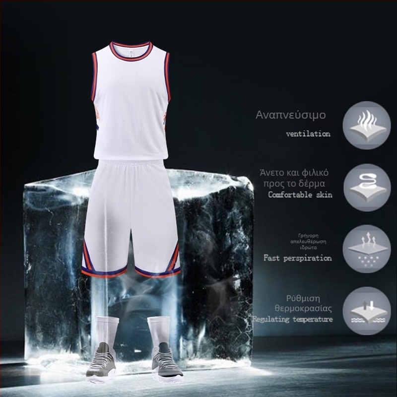 Unisex Adult Basketball Jersey Set - Πολυεστερικό ύφασμα, 100% πολυεστέρας, επένδυση πολυεστέρα, Κωδικός προϊόντος LQ326, κατάλληλο για τρέξιμο, ποδηλασία και παιχνίδια με μπάλα