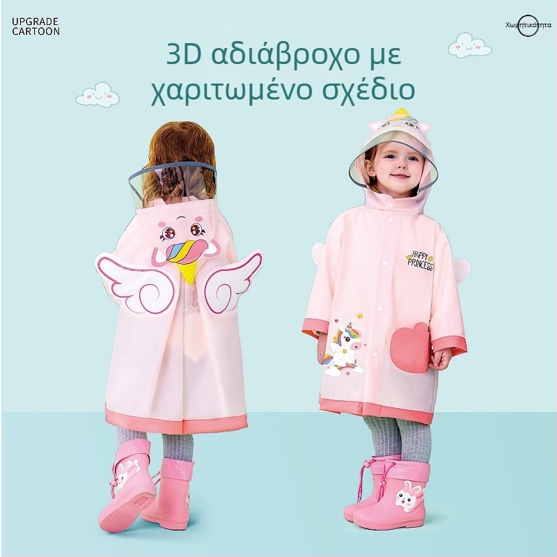 Παιδικό αδιάβροχο, 2025 νέο στυλ, 3D σχέδιο κινουμένων σχεδίων, EVA ύφασμα, ολόσωμη κάλυψη για ένα παιδί