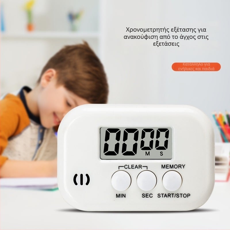 Ηλεκτρονικός χρονομετρητής αντίστροφής με συναγερμό – μπαταρία, οθόνη LCD, πλαστικό ορθογώνιο περίβλημα