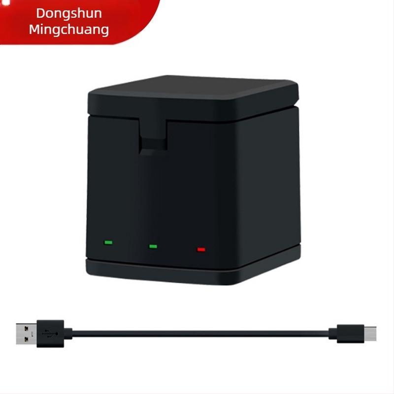 GoPro Hero θήκη φόρτισης και αποθήκευσης μπαταριών με τρία κανάλια, μοντέλο AHDBT-901, διεπαφή Type-C, μάρκα Neutral