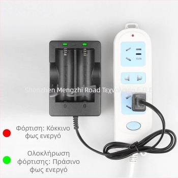 Φορτιστής μπαταριών Li-ion 26650/18650 με δύο υποδοχές και δύο LED ενδείξεις, έξοδος 4.2V 800mA, είσοδος 110-240V