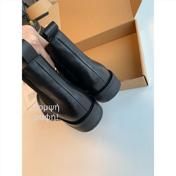 Chelsea μποτάκια από δέρμα βοδιού με καουτσούκ σόλα, χαμηλό ύψος, στρογγυλή μύτη, Slip-on, μεσαίο τακούνι 3-5 cm