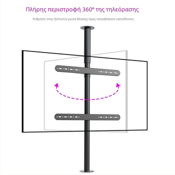 Βάση τηλεόρασης δαπέδου με περιστροφή 360° χωρίς διάτρηση