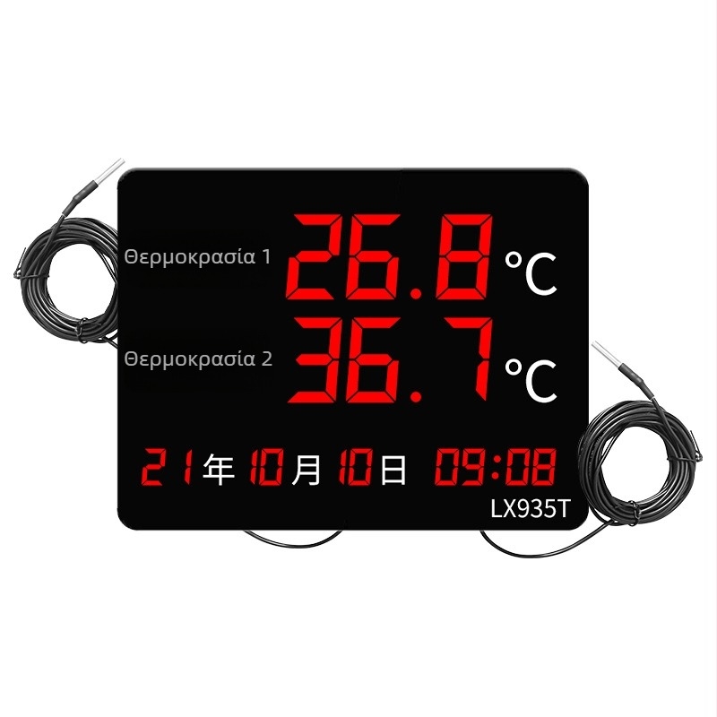 Βιομηχανικός display θερμοκρασίας και υγρασίας με μεγάλο πάνελ, εγκατάσταση σε τοίχο LX935T, ανάλυση 0,1°, ακρίβεια θερμοκρασίας ±0,5°C, ακρίβεια υγρασίας ±3%, τροφοδοσία USB 5V