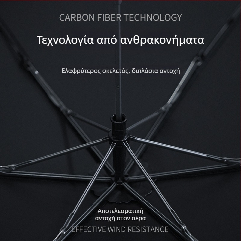 136 g Υπερ-ελαφριά ομπρέλα από ανθρακονήματα, αναδιπλούμενη, εξτρα-μεγάλη, 100 cm, UPF 50+, για γυναίκες
