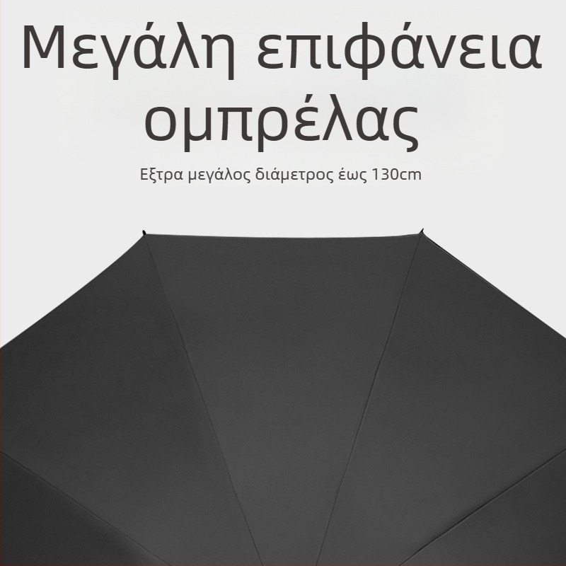 Τριπλής πτυχής ομπρέλα ήλίου με UPF >40, ύφασμα πολυεστερ 170T, 10 μεταλλικές ραβδές, χειροκίνητος μηχανισμός ανοίγματος, εκτύπωση λογότυπου διαθέσιμη