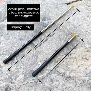 Πεντατμήματο επεκτειόμενο καλάμι διχτυού από ανοξείδωτο ατσάλι