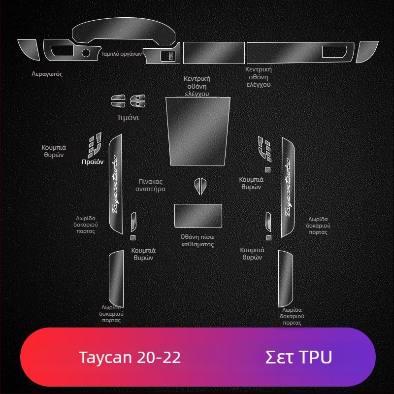 Προστατευτικό φιλμ για κεντρική οθόνη Porsche – PET υλικό, ανθεκτικό σε θερμοκρασίες, Μοντέλο LY, για Cayenne, Taycan, Panamera, Macan