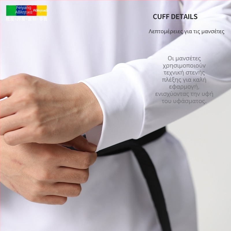 Taekwondo αγωνιστικό ένδυμα, εφαρμοστό, νάιλον-σπαντεξ 80/20, διαπνεόμενο πλέγμα, γρήγορο στέγνωμα, υψηλή ελαστικότητα