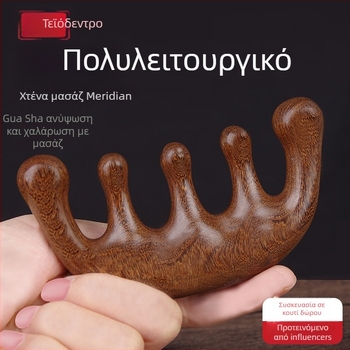 Ξύλινη χτένα μασάζ τριχωτού της κεφαλής με στρογγυλή κεφαλή και ευρείς δόντια, ιαπωνικού στυλ
