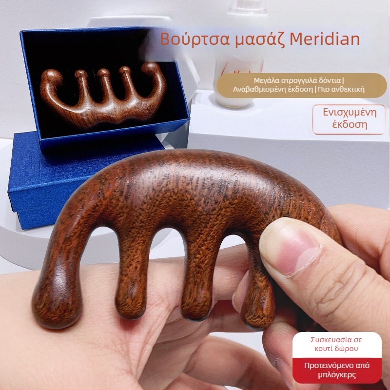 Ξύλινη χτένα μασάζ τριχωτού της κεφαλής με στρογγυλή κεφαλή και ευρείς δόντια, ιαπωνικού στυλ