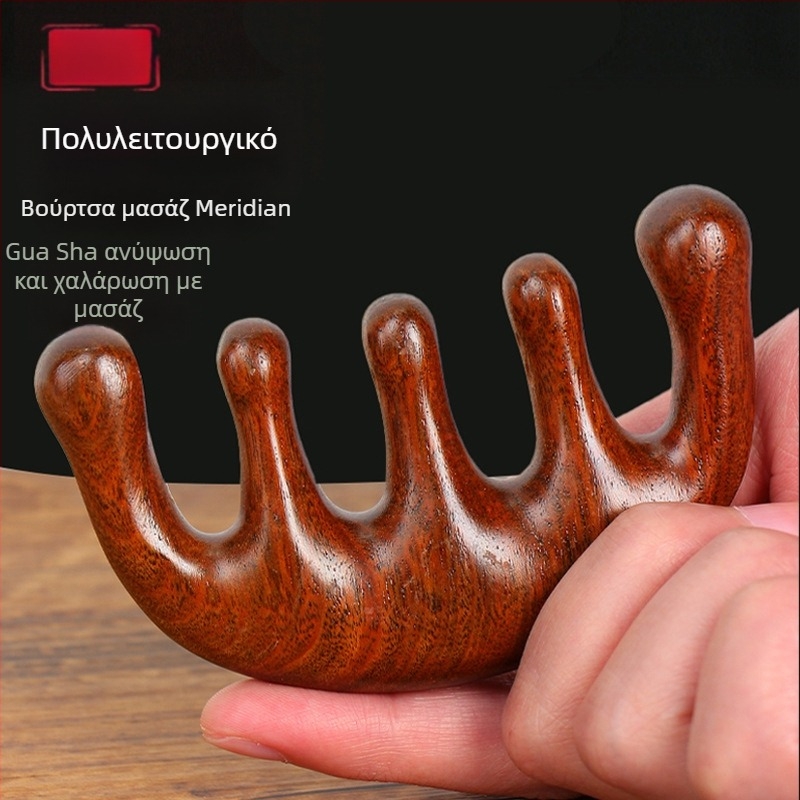 Ξύλινη χτένα μασάζ τριχωτού της κεφαλής με στρογγυλή κεφαλή και ευρείς δόντια, ιαπωνικού στυλ