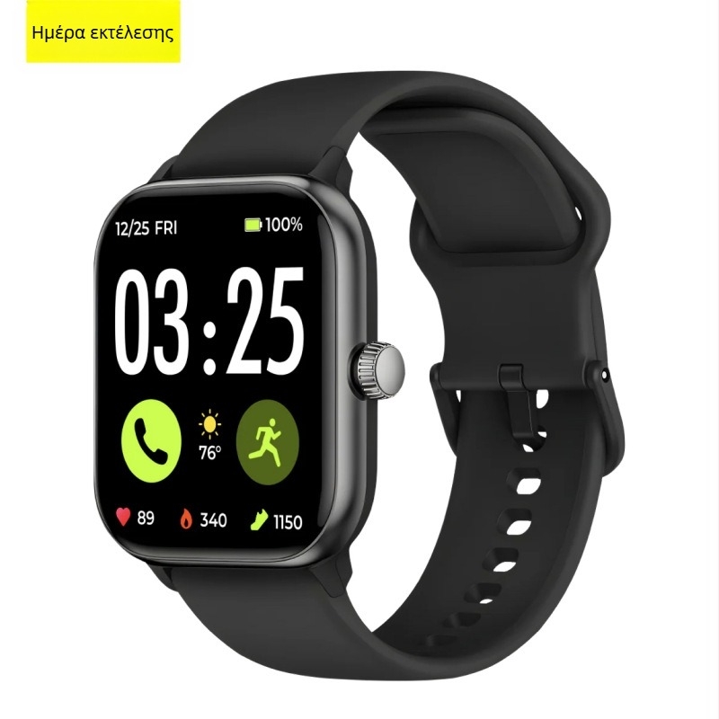 GTX10 Έξυπνο ρολόι με φωνητικό βοηθό Alexa, κλήσεις μέσω Bluetooth, παρακολούθηση καρδιακού ρυθμού και οξυγόνου αίματος, σιλικόνινο λουρί, αθλητικός σχεδιασμός