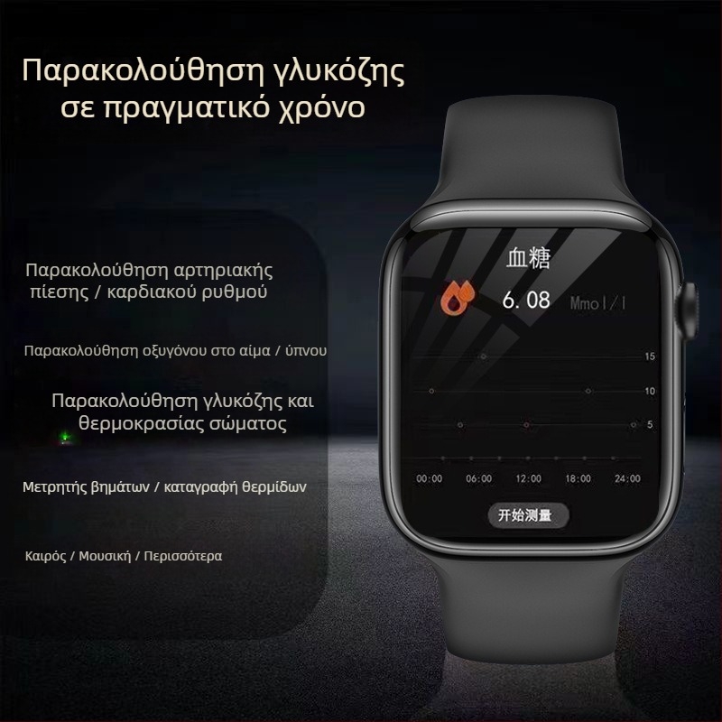 Smartwatch με μη επεμβατικές μετρήσεις γλυκόζης αίματος, αρτηριακής πίεσης και ουρικού οξέος, παρακολούθηση καρδιακού ρυθμού και ύπνου