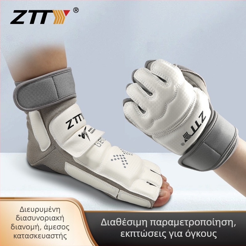 Ztty Προστατευτικά χεριών και ποδιών για Taekwondo με επένδυση στην παλάμη – πολυεστερική ίνα, κατάλληλα για προπονήσεις Taekwondo