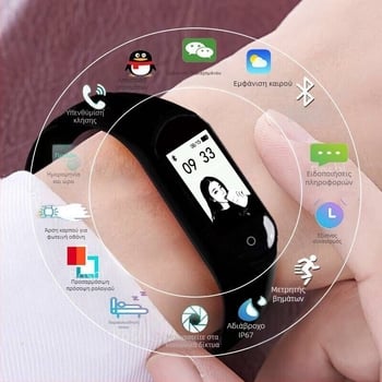 M4 Έξυπνο βραχιόλι – Συμβατό με Android, 7–14 ημέρες ζωής μπαταρίας, λουρί TPU, μνήμη 32MB, Έξυπνη ειδοποίηση