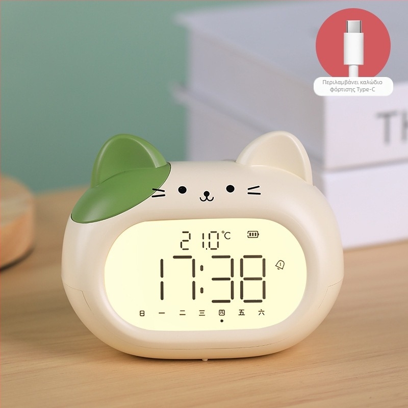 Ξυπνητήρι για παιδιά, σχέδιο καρτούν, LED οθόνη, με λειτουργία μπαταρίας, ηλεκτρονική κίνηση (πάχος 14 mm, περίβλημα ABS)