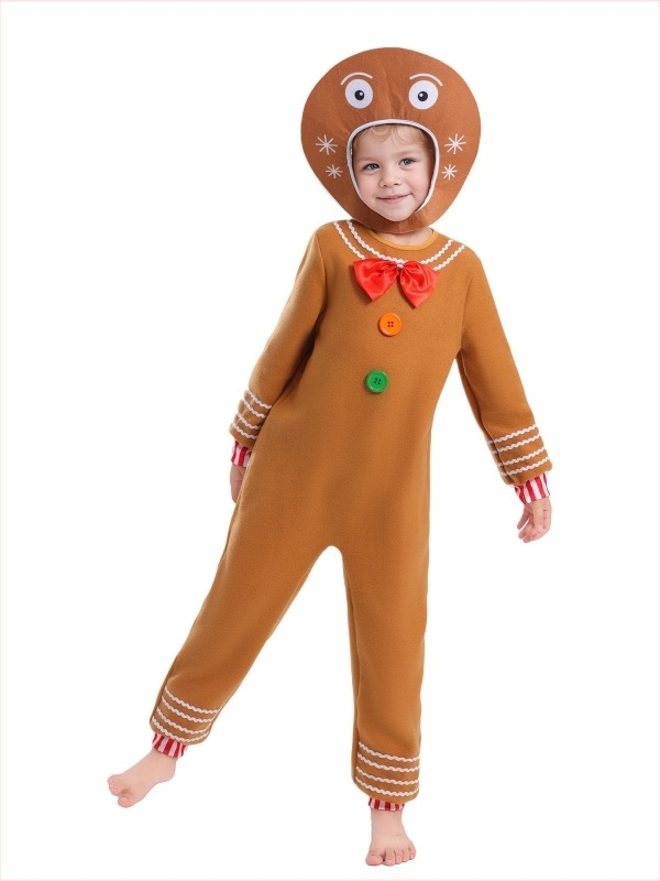 Παιδικό κοστούμι cosplay με θέμα Gingerbread Man για χριστουγεννιάτικα και Χάλογουιν πάρτι, 100% πολυεστέρας, unisex