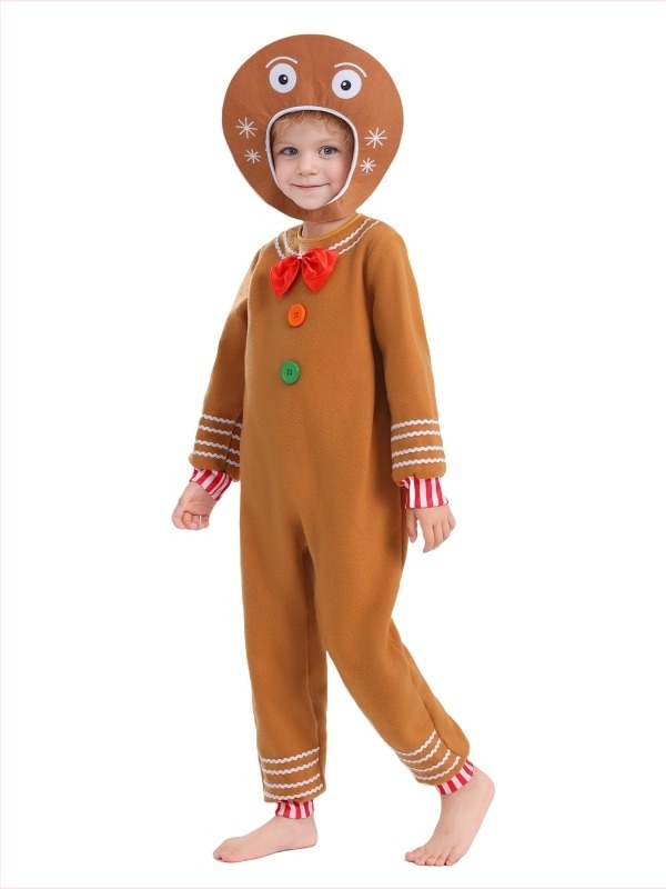 Παιδικό κοστούμι cosplay με θέμα Gingerbread Man για χριστουγεννιάτικα και Χάλογουιν πάρτι, 100% πολυεστέρας, unisex