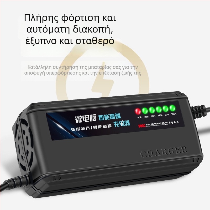 Park Peak φορτιστής μπαταρίας EV 48-72V, 20A, οθόνη 6 LED, αυτόματη απενεργοποίηση, είσοδος AC 100-240V