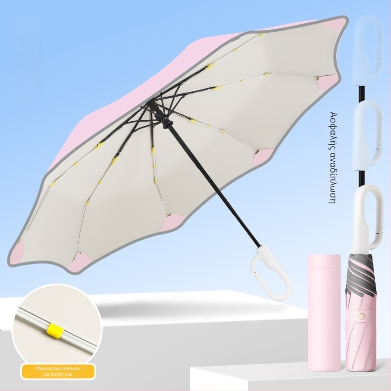 Παιδική αυτόματη αναδιπλούμενη ομπρέλα με 8 βέργες, σκελετός και λαβή από ίνες, πολυεστερικό ύφασμα, κατάλληλη για μαθητές