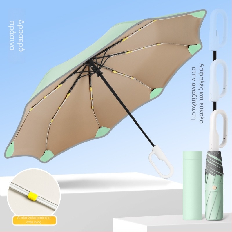 Παιδική αυτόματη αναδιπλούμενη ομπρέλα με 8 βέργες, σκελετός και λαβή από ίνες, πολυεστερικό ύφασμα, κατάλληλη για μαθητές