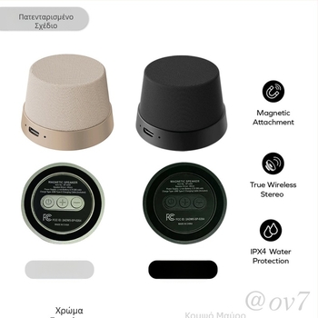 Μαγνητικό Bluetooth ηχείο με USB στερεοφωνικό ήχο, πρώτη γενιά, συμπαγές για οικιακή και εξωτερική χρήση, IPX7 αδιάβροχο