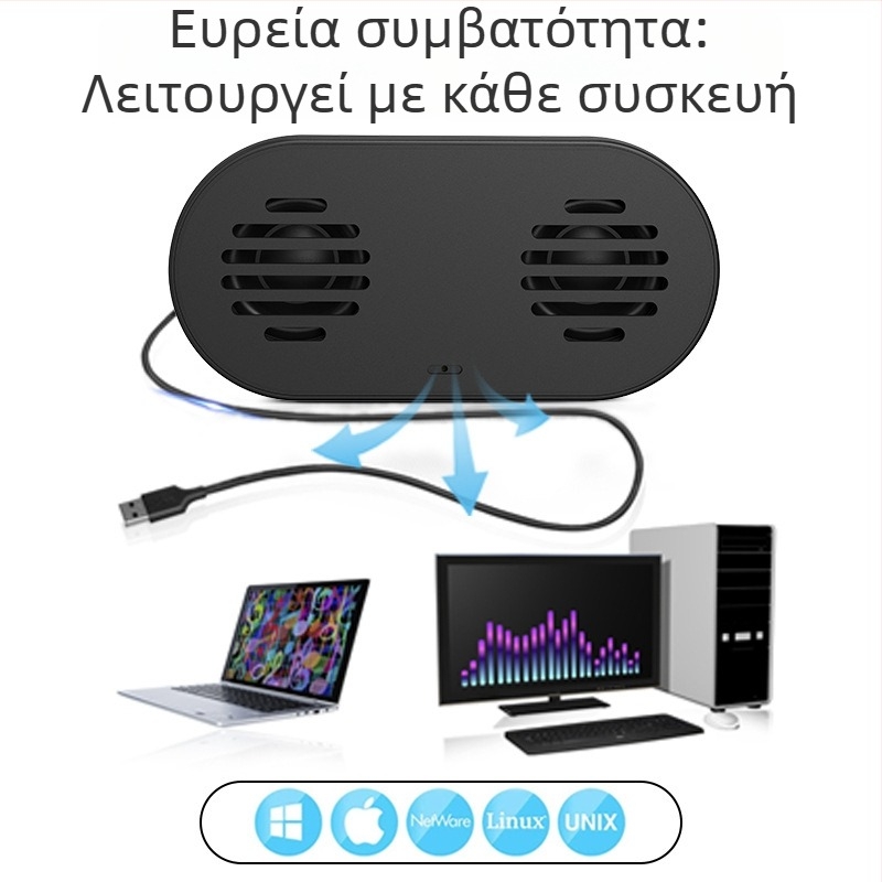 Φορητό USB ηχείο με μικρόφωνο και διπλούς οδηγούς (USB διασύνδεση, 100 Hz–20 kHz, έως 6W, 2 κανάλια)