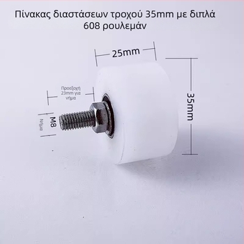 Βαρύς σταθερός τροχαλίας ανύψωσης με ράγας τροχού από ανοξείδωτο χάλυβα 304, Ø35mm, άξονας M8, μοντέλο 4516, μέγιστο φορτίο 100