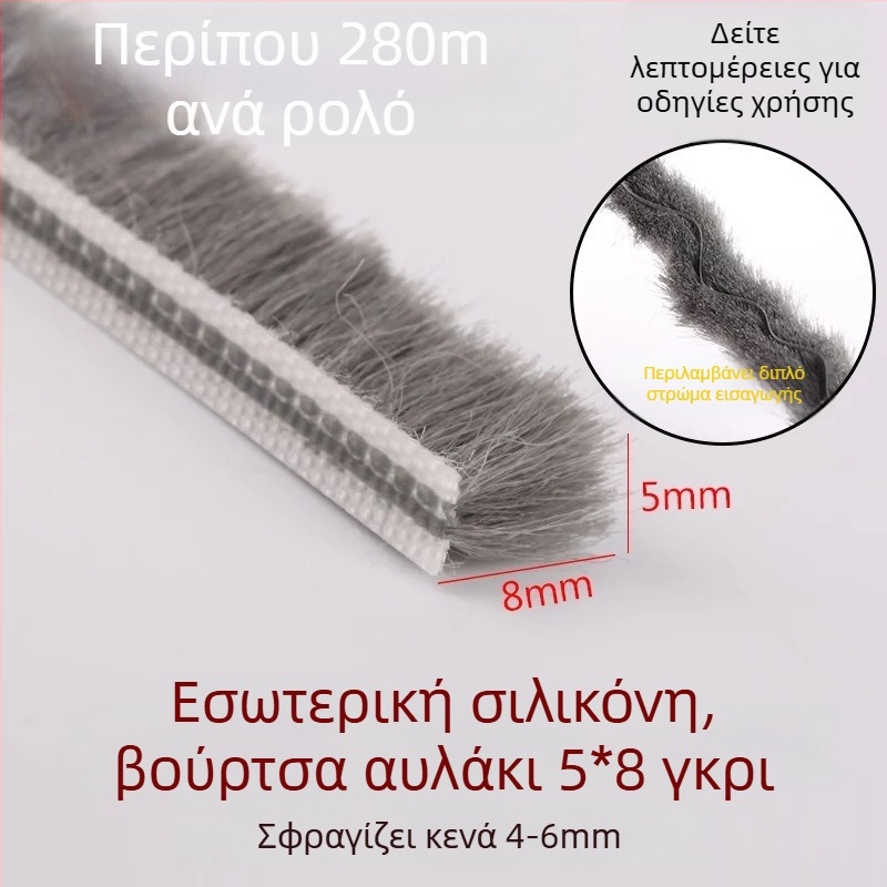 Σφραγιστικό φύλλο τύπου αυλακωτής ταινίας για πόρτες/παράθυρα αλουμινίου – σιλικονοποιημένο επάνω, αδιάβροχο, ανθεκτικό στη σκόνη, κατά των εντόμων και ανέμων, μοντέρνο μινιμαλιστικό στυλ