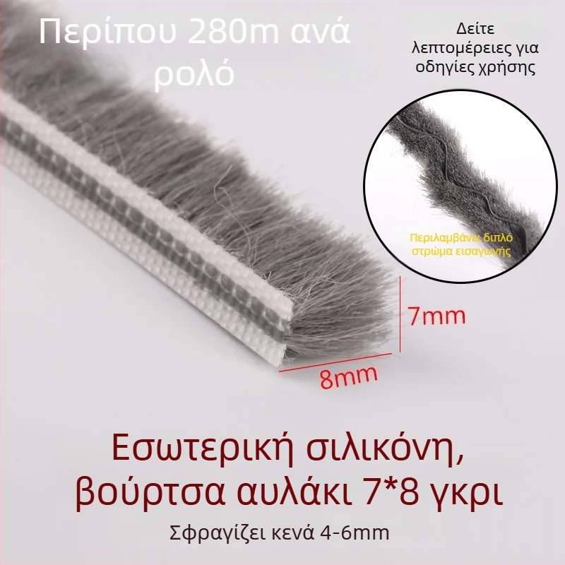 Σφραγιστικό φύλλο τύπου αυλακωτής ταινίας για πόρτες/παράθυρα αλουμινίου – σιλικονοποιημένο επάνω, αδιάβροχο, ανθεκτικό στη σκόνη, κατά των εντόμων και ανέμων, μοντέρνο μινιμαλιστικό στυλ