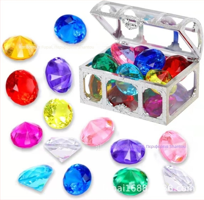 Σετ παιχνιδιών κατάδυσης με σεντούκι θησαυρού για πισίνα - πλαστικά διαμάντια, ηλικίες 15-35 ετών