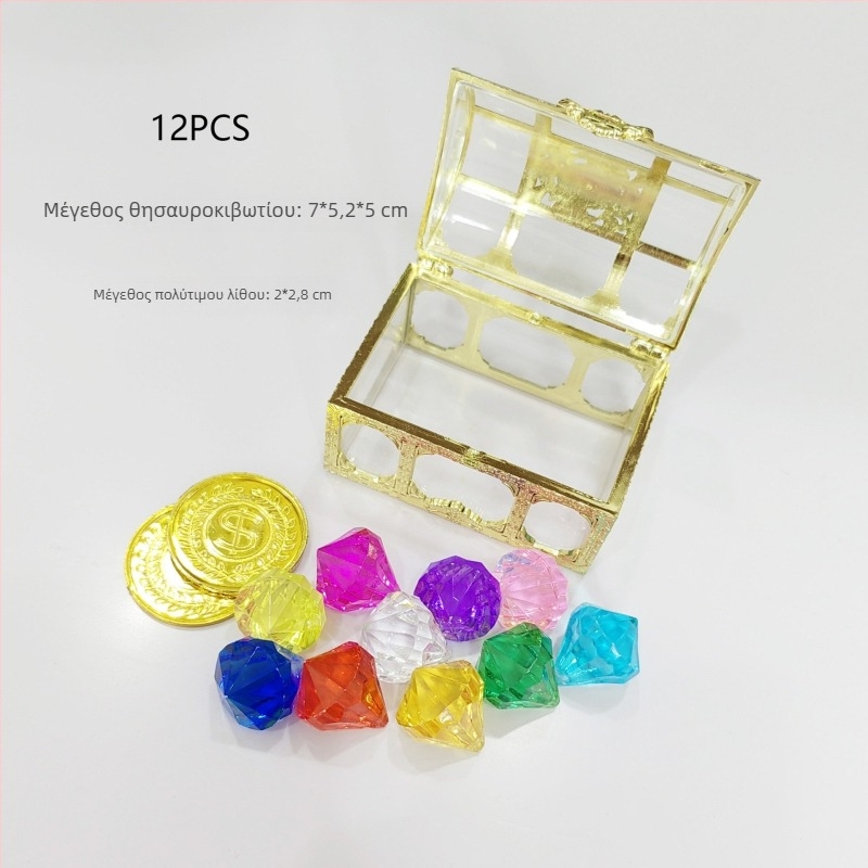 Σετ παιχνιδιών κατάδυσης με σεντούκι θησαυρού για πισίνα - πλαστικά διαμάντια, ηλικίες 15-35 ετών