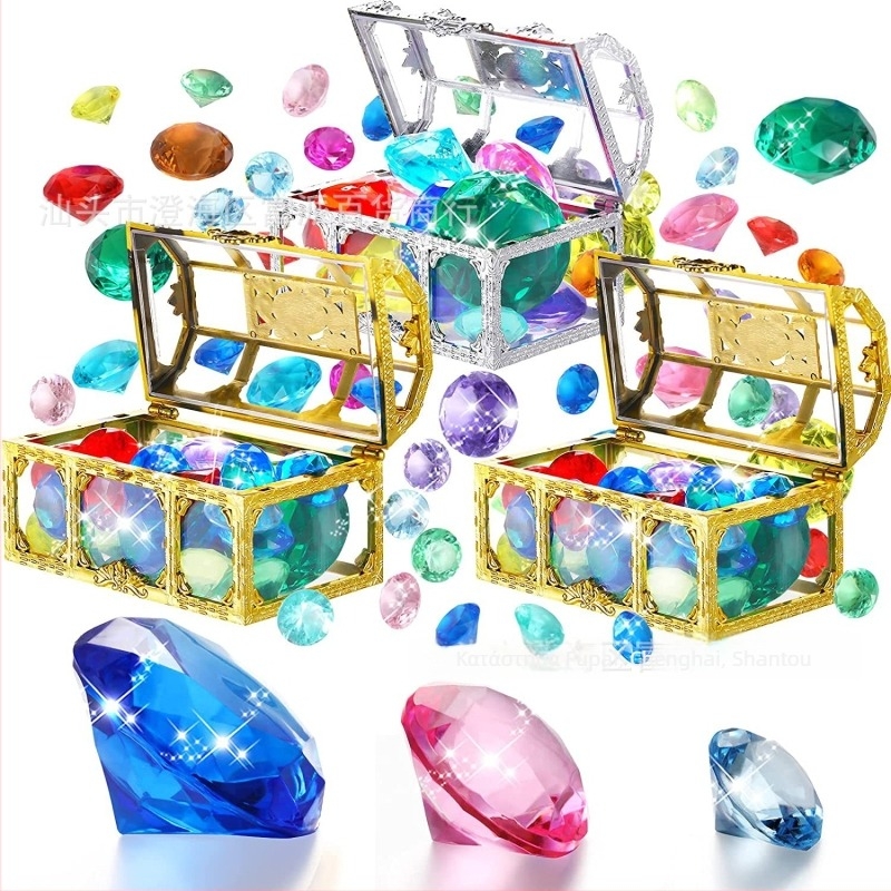 Σετ παιχνιδιών κατάδυσης με σεντούκι θησαυρού για πισίνα - πλαστικά διαμάντια, ηλικίες 15-35 ετών