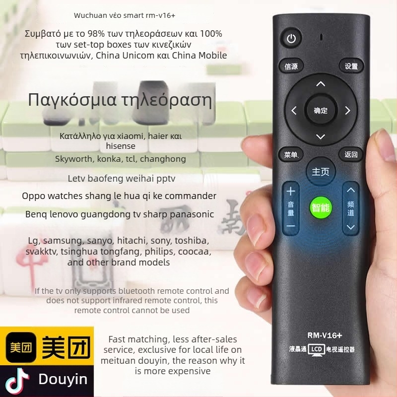 Τηλεχειριστήριο τηλεόρασης Wuchuan RM-V16+ – συμβατό με LCD τηλεοράσεις TCL, Hisense, Changhong, Konka και Skyworth, εμβέλεια μετάδοσης έως 10 μ.