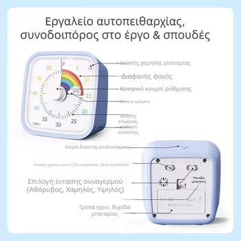 Χρονόμετρο κουζίνας με προστασία από πτώσεις, αθόρυβη λειτουργία και οπτική LCD οθόνη — χρονόμετρο για μαθητές, για οικιακή εργασία, με μπαταρία, κίνηση quartz