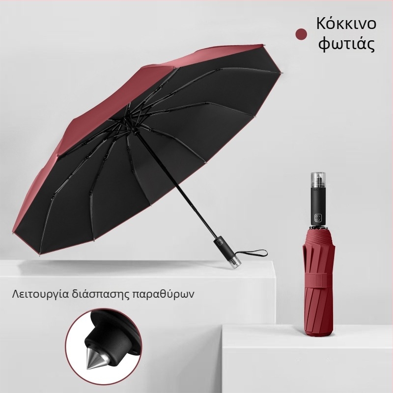 Διαφημιστική ομπρέλα με σκελετό από ατσάλι 10 ακτίνων, αυτόματο άνοιγμα και κλείσιμο, ανθεκτική κάλυψη από ύφασμα, δυνατότητα εκτύπωσης λογοτύπου