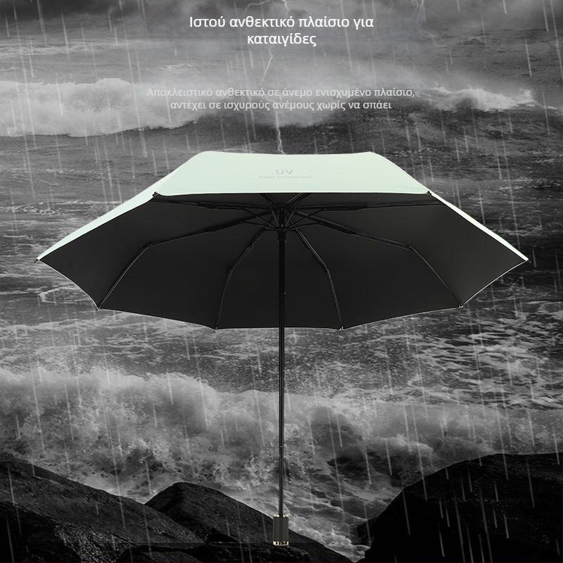 Διαφημιστική αναδιπλούμενη ομπρέλα για ήλιο και βροχή, 8 ράβδες, ύφασμα πολυεστερής 190T, χειροκίνητο άνοιγμα, βάρος 350 g, εκτύπωση λογότυπου με δυνατότητα παραμετροποίησης