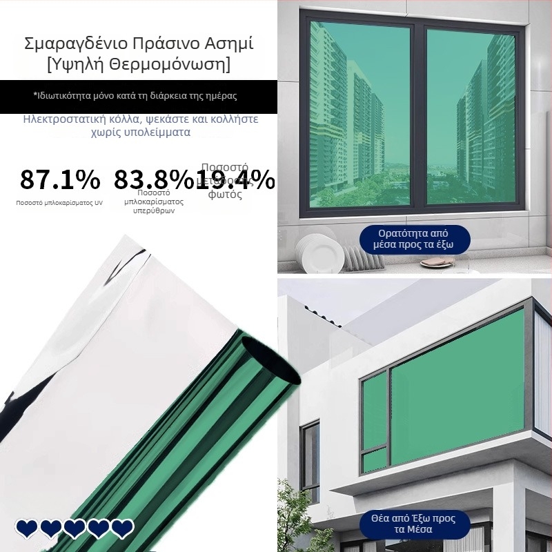 Φιλμ μόνωσης παραθύρων από γυαλί, παχύτερο φιλμ σκίασης για γραφείο και σαλόνι, προστασία από θερμότητα και ιδιωτικότητα