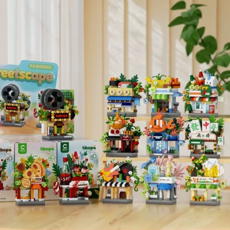 Σετ δομικών μπλοκ για ηλικίες 7–14; LEGO-συμβατό street-scene μικρομπλοκς; ABS πλαστικό; 200–400 τεμάχια; 0,2 kg