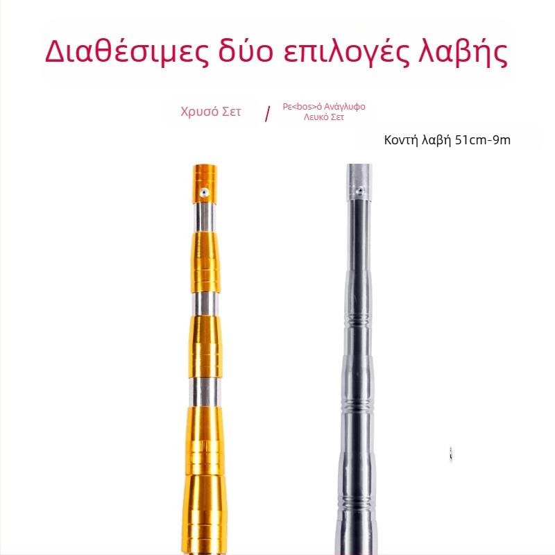 Ανοξείδωτο τηλεσκοπικό εργαλείο για ψάρεμα, για τον καθαρισμό υδάτινων φυτών, με κεφαλή 8 ή 12 δοντιών; περιλαμβάνει κεφαλή και κοντάρι δικτύου.